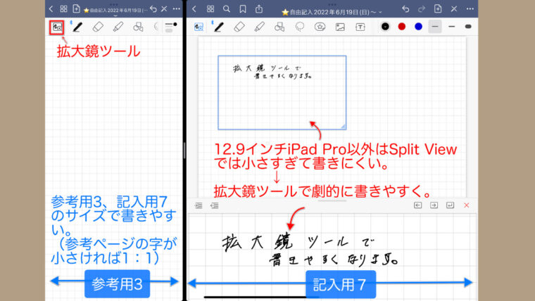 GoodNoteのズームツール。