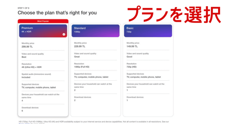 Netflixのプランを選ぶ