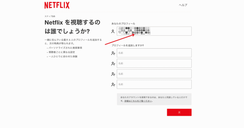 Netflix（トルコ）の契約でプロフィールを入力