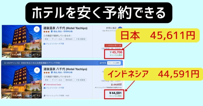 ホテルを安く予約VPN