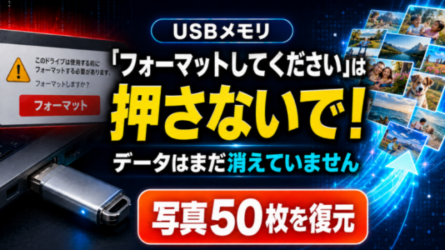 USBメモリ「フォーマットしてください」は押さないで｜データはまだ消えていません【写真50枚を復元】のサムネイル