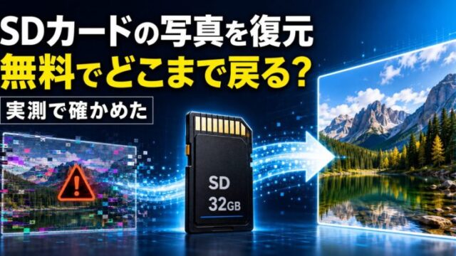SDカードの写真を復元。無料でどこまで戻る？