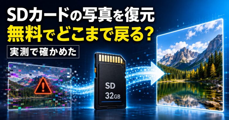 SDカードの写真を復元。無料でどこまで戻る？